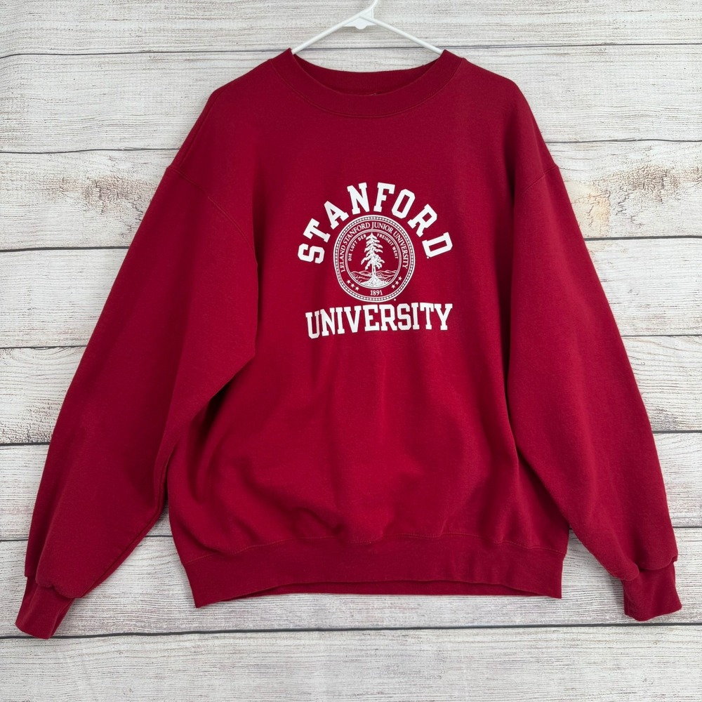 Vintage Y2K Champion Stanford University Sweatshirt Mens L Red Crewneck Fleece